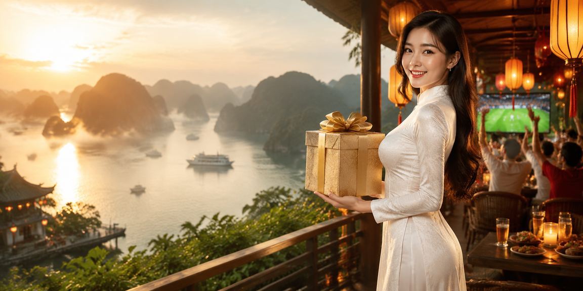 Phụ nữ mặc áo dài tại Hội An sử dụng điện thoại để nạp tiền và nhận thưởng trên nền tảng kaiwin